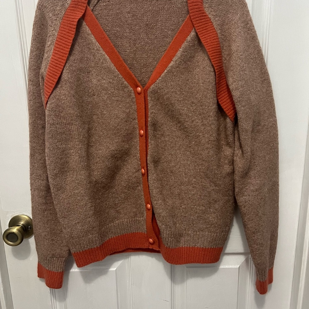 Brown and Rust Button-Up Cardigan